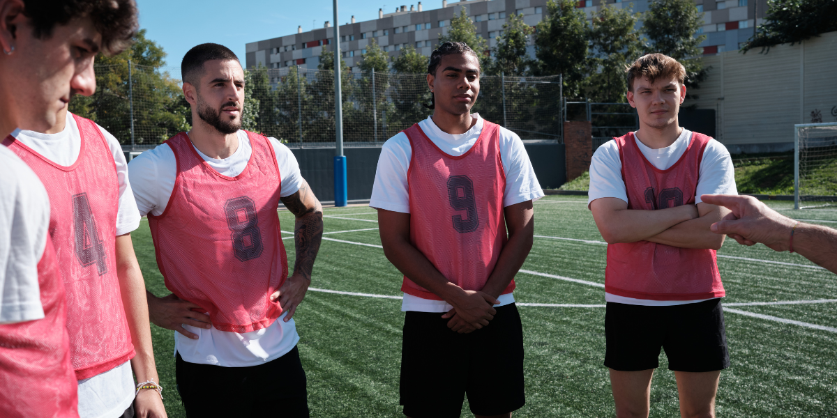 Soccer players at trials at private football academy in Europe