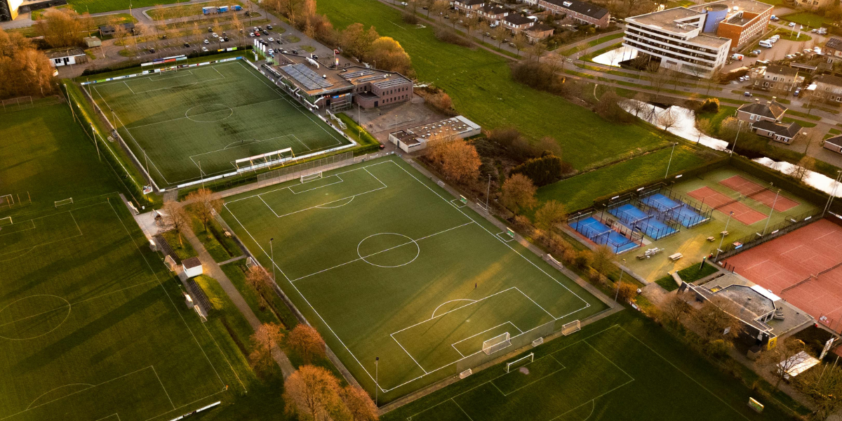Football pitches at a private football academy in Europe
