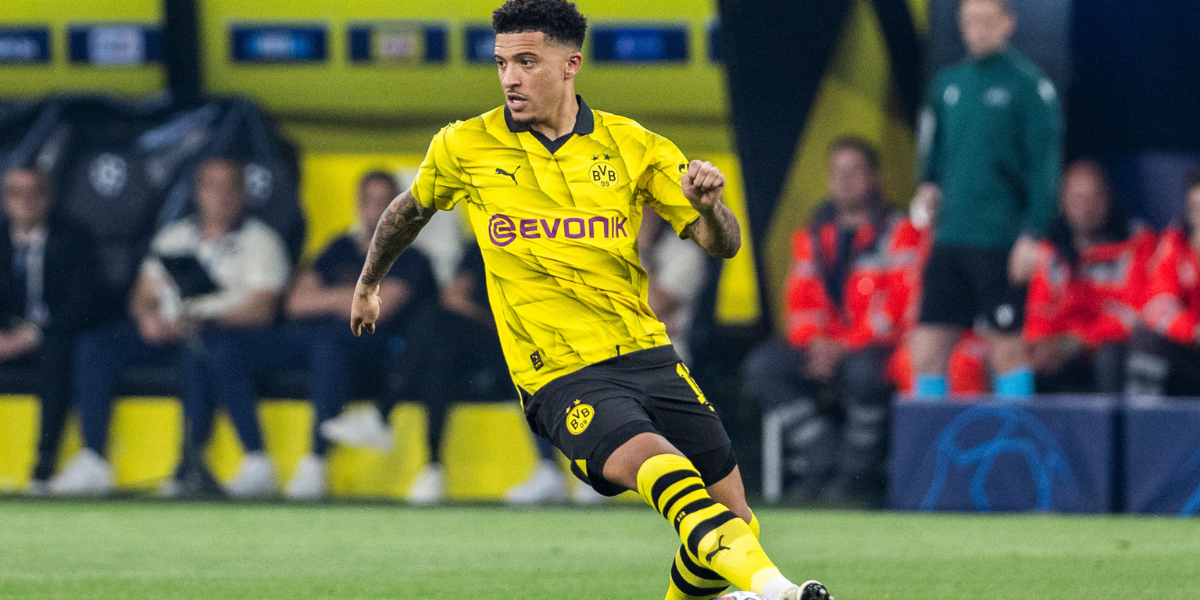 Jadon Sancho playing football for Borussia Dortmund