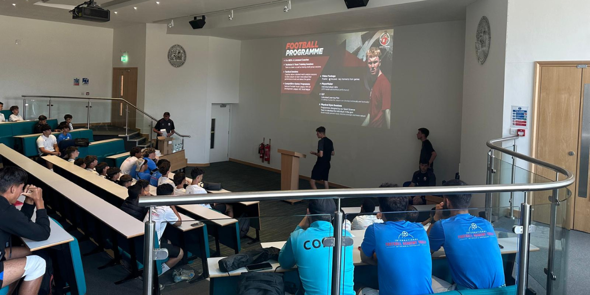 World Football School delivering talk to players